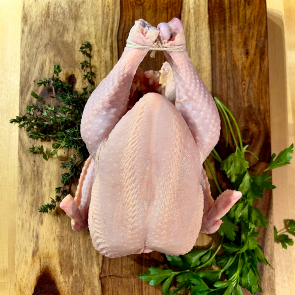 pasture-raised chicken on cutting board