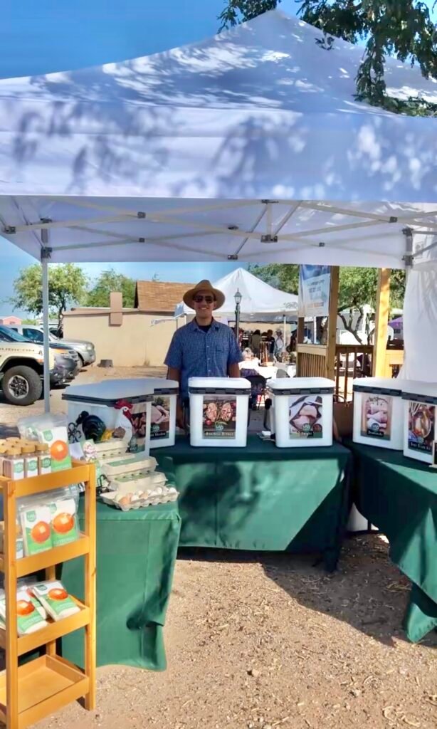 Lilly Valley Farm Market booth, pasture-Raised chicken, pastured turkey, pastured lamb, pastured eggs