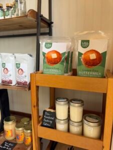 Farm stand, gluten free pancake mix, local tallow, fresh roasted coffee beans